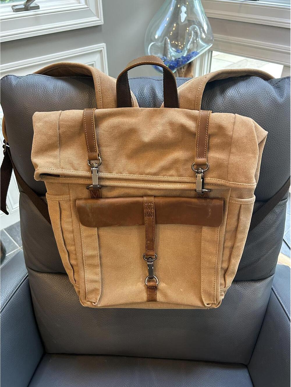Canvas and Leather Women's Backpack